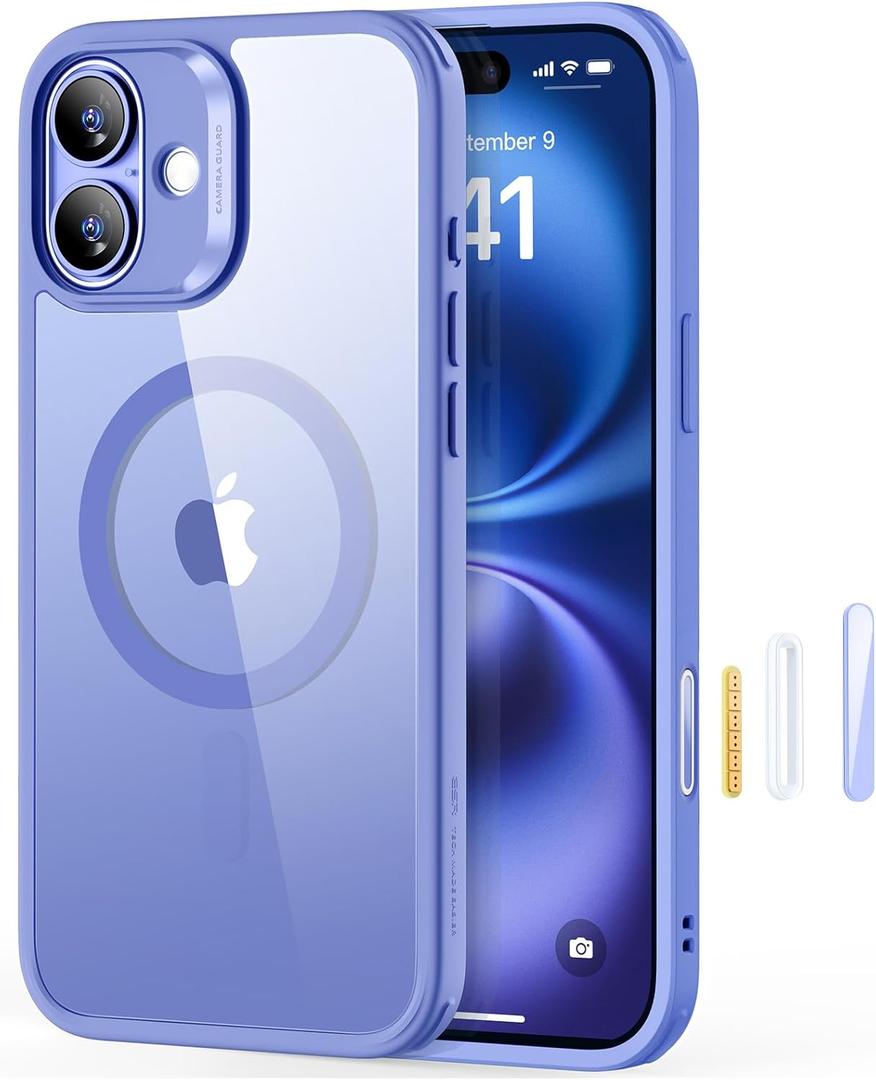 ESR for iPhone 16 Plus Case, Compatible with MagSafe, Shockproof Military-Grade Protection, Magnetic Phone Case for iPhone 16 Plus, Classic Hybrid Case (HaloLock), Clear Blue