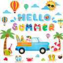 Konsait Hello Summer Bulletin Board Decorations - Vibrant Truck Beach Cutouts for Bulletin Boards, Summer Decorations for Classroom, Office, Home, or Party Decor