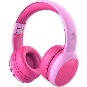 gorsun Kids Bluetooth Headphones, Portable Wireless Headset for Kids, Bluetooth 5.3, Over-Ear Toddler Headphones with Microphone, 85dB Volume Limited, 40 Hours Playtime (Pink)