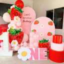 8 PCS 4D Giant Strawberry Balloons 29 Berry Balloons Set with Latex and Red Heart Foil | Sweet Cute Berry First Birthday Party Decorations Supplies