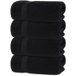 Quick-Dry, Soft & High Absorbent Hand Towels 16"x29" Cotton Turkish Hand Towel Set of 4 | Daily Use 100% Cotton Towels for Bathroom, Gym & More | Bathroom Hand Towels (4 Pcs, Black)
