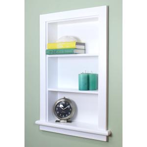 Fox Hollow Furnishings 14x24 Aiden Recessed Wall Niche Medicine Cabinet Replacement, in The Wall Bathroom Cabinet Insert Shelf/Shelves, Made in North America, Real Wood, NO MDF, Plain, White