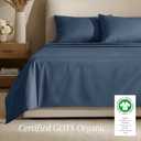 Bare Home 100% Organic Cotton King Sheet Set - 400 Thread Count - Smooth Sateen Weave - Breathable & Cooling - Hotel Luxury Set - Deep Pocket Bed Sheets (King, Bering Sea)