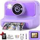 Kids Camera Instant Print, Christmas Birthday Gifts for Girls and Boys, 1080P HD Video Digital Kids Camera with 32G Card, Toddler Camera for 3-12 Years Old, Purple
