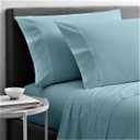 Cottingon 4 Piece Full XL Dorm Bedding Set for College, 100% Long Staple Premium Egyptian Cotton, Soft Bed Sheets, Fits Upto 15" Deep Mattress 54"X80" Extra Long, Light Blue
