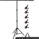 Hemmotop 7x5 ft T-Shape Photo Backdrop Stand, Portable Green Screen Stand Only with 5 Clip Clamps and Carry Bag, Adjustable Background Support Kit for Birthday, Baby Shower, Parties, Photoshoots