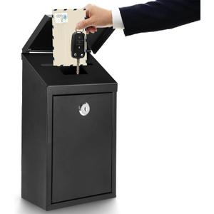 Diggoo Secure Wall-Mounted Mailbox for Outside, Rust-Proof Steel Postbox with 3 Sets Numbers, Locking Donation/Suggestion Box with Keys, Collection Box with Drop Slot for Home, Office, Business