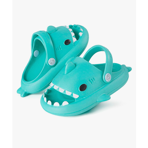 Kids Shark Slides Boys Girls Toddlers Cloud Shower Slippers Cute Cartoon Open Toe Sandals Cushioned Thick Sole Beach Pool Shoes Size 170, Green Strap