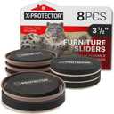 X-Protector Furniture Sliders - 8 PCS 3 1/2" - 4 Furniture Sliders Hardwood Floors & 4 Furniture Sliders for Carpet - Moving Pads for All Floor Types! Reusable Sliders to Move Furniture Easily!