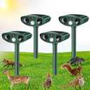 4 Pack Animal Repellent Ultrasonic Deer Repellent Cat Repellent Outdoor Solar with Motion Sensor Animal Deer Cat Deterrent to Repel Squirrel Rabbit Repellent for Yard Garden