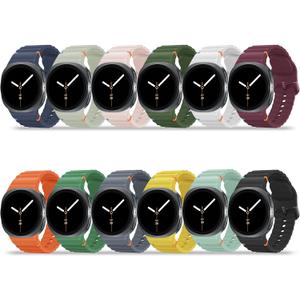 12 Pack Band Compatible with Samsung Galaxy Watch Ultra 47mm/8 7 FE 6 5 4 44mm 40mm/8 6 4 Classic 46mm 47mm 43mm 42mm/5 Pro 45mm/Active 2 Band for Men Women, No Gap Soft Silicone Sport Strap