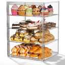 JOYZAN Pastry Display Case, 3 Tier Bread Box for Kitchen Countertop, Acrylic Bread Container with Magnetic Door, Large Bakery Display case for Breads & Muffins 10.63''L x 10" W x 14.17" H