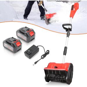 Cordless Snow Shovel 13", 48V 600W, 24.0Ah Batteries & Quick Charger, 12" Width 8" Depth, 20FT Throw Electric Snow Blower with Directional Plate & Adjustable Handle for Driveways & Sidewalks (Red) (Small)