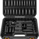 ELEAD 3/8" Drive Impact Socket Set, 96-Piece Deep & Shallow Socket Set Metric and Standard Full with Adapters, Ratchet Handle, Universal Joint, Extension Bar, Screwdriver Bit Set, Spark Plug Socket