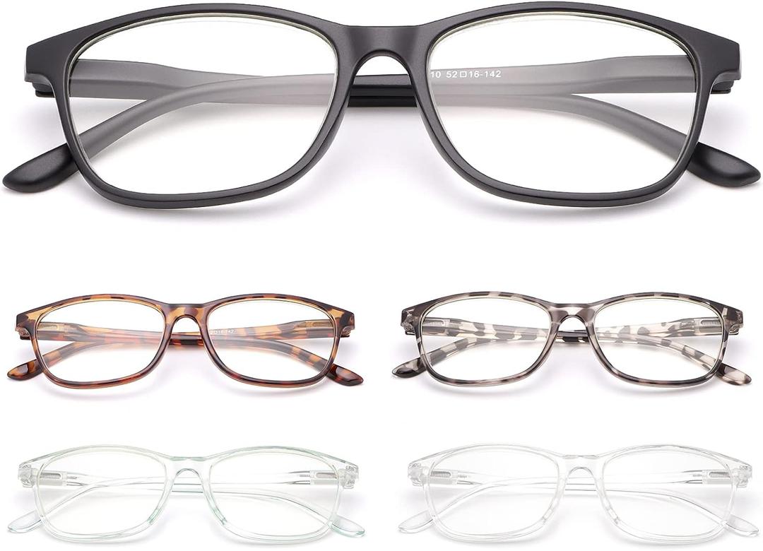 YIMI 5 Pack Reading Glasses Blue Light Blocking Spring Hinge Readers for Men Women Anti Glare Eyewear UV Filter Eyeglasses (Black,green,transparent Color,tortie,bean Color)
