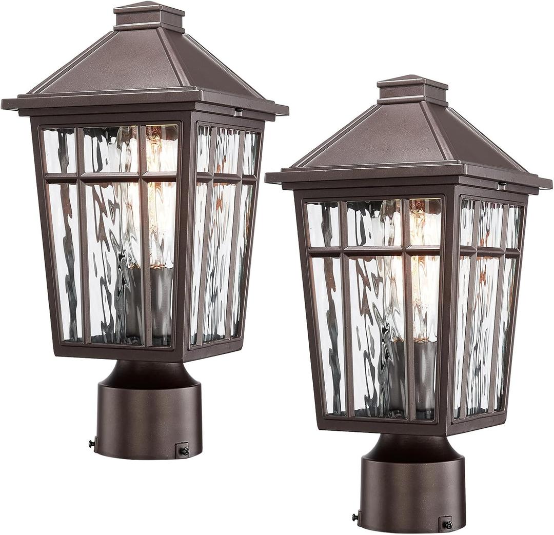 Darkaway Outdoor Post Lights Lamp Post Light Fixture, Waterproof Aluminum Housing with Water Ripple Glass, Fence Post Deck Lighting for Garden Patio Pathway (Medium-2 Pack, Oil-Rubbed Bronze) Darkaway Outdoor Post Lights Lamp Post Light Fixture, Waterproof Aluminum Housing with Water Ripple Glass, Fence Post Deck Lighting for Garden Patio Pathway (Medium-2 Pack, Oil-Rubbed Bronze)