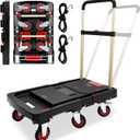 Folding Platform Truck, 600lbs Capacity Flatbed Dolly with Expandable Deck