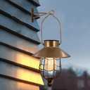 Solar Hanging Lantern Outdoor Waterproof, Copper Metal Lanterns Warm White Solar Hanging Lights Edison Bulb Design for Garden Yard Patio Proch Tree Decor(1 Pack Copper1)