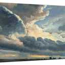 Vintage Nature Wall Decor, Unframed Canvas Wall Art, Large Sky Clouds Sunset Wall Art Prints for Living Room, Classical Retro Paintings for Bedroom Office Home Decoration 24x16inches Frameless
