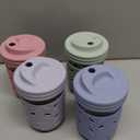 Elk and Friends Kids + Toddler Glass Cups | The Original 8oz Glass Mason Jar with Sleeves + Lids | Silicone Straws + Stopper | Smoothie Cup | Food Storage | Spill Resistant | Dishwasher Safe | 4 Pack (Sage/Blush/Lilac/MistyBlue)