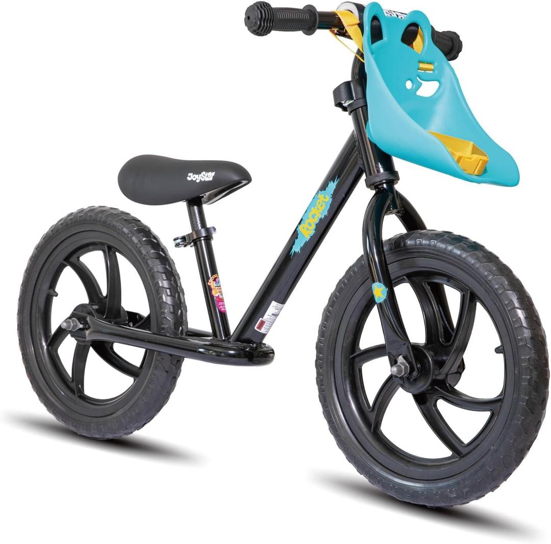 JOYSTAR 12/14 Inch Kids Balance Bike for 18months-5 Years Old Boys Girls, Lightweight Toddler Balance Bikes with Footrest and Handlebar Basket or Doll Seat (Black)