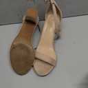 Ankis Nude Silver Black Heels Women's Open Toe Ankle Strap Block Chunky Low Heeled Sandal Comfortable Office Wedding Dress Pump Shoes Standard Size 2.25 Inches Heel Design, Nude Suede, 7.5