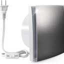 GROWNEER 4" Window Exhaust Fan, 60 CFM Quiet Bathroom Wall Mount Vent Extractor Fan with Switch for Bathroom Workshop Kitchen Garage