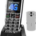 A400 Pro Silver - Large Button Cell Phone for Seniors 4G LTE Unlocked Phones with SOS Button 2MP Rear CameraCharging Dock 1800mAh Dual SIM Speed Dial Volume Boost Hands-free Dumb Phone USB-C