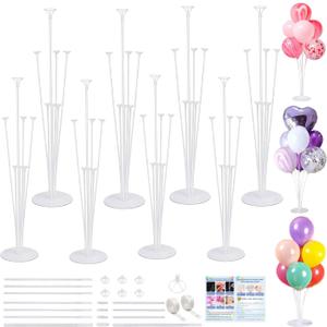 8 Pack Balloon Stand Kit, Fenxyo Balloon Sticks Holder with Base for Table Graduation Birthday, Balloon Sticks Holder for Wedding Birthday Christmas Halloween Party Decoration