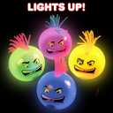 ArtCreativity Flashing Mohawk Balls, Set of 4, Light Up Bouncy Balls for Kids with Faux Hair, LED Bouncing Balls in Assorted Colors, Light Up Party Favors, Pinata Stuffers, and Goodie Bag Fillers