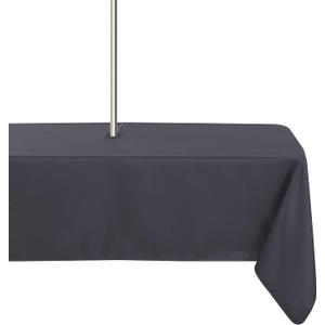 LUSHVIDA Rectangle Outdoor Tablecloth with Umbrella Hole and Zipper, 60x84 Inch Grey, Washable Waterproof Table Cloth Spill Proof Wrinkle Free Table Cover for Patio Spring Summer Picnic BBQS