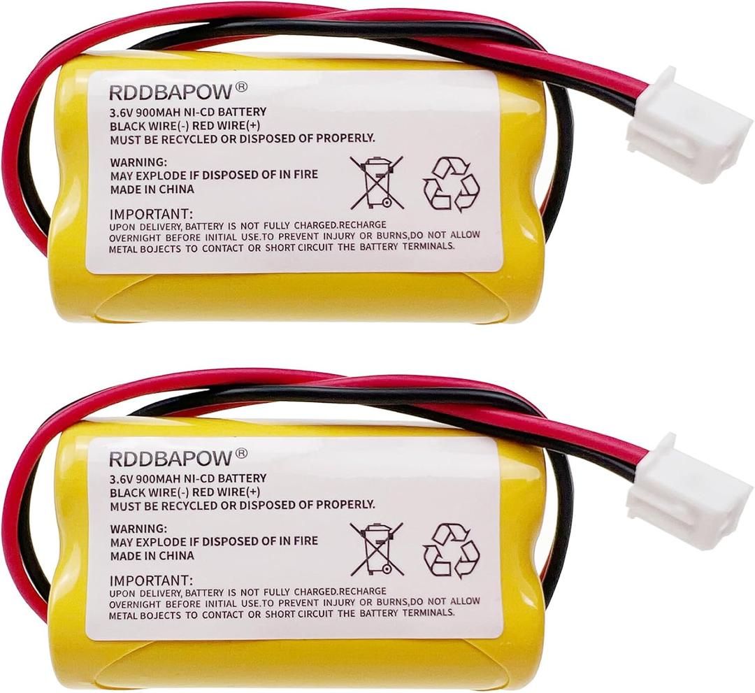 3.6V 900mAh Ni-CD Exit Sign Emergency Light Battery for Unitech LEDR-1 6200RP, Dantona CUSTOM-318 OSA230,Lowes 253799,Exitronix 10010037 (2 Pack x 3.6v 900mah Emergency/exit Light Battery)