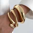 MTINEAPS 3 PCS Gold Bangle Bracelets Set for Women Teens Trendy Chunky Adjustable Twist Cuff Bracelet Jewelry Gifts
