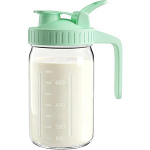 32oz Breast Milk Pitcher with Lid Leak-Proof & Airtight Glass Storage Container, Breastfeeding Essentials for Breastmilk, Wide Mouth Mason Jar Pitcher, Fast Formula Maker