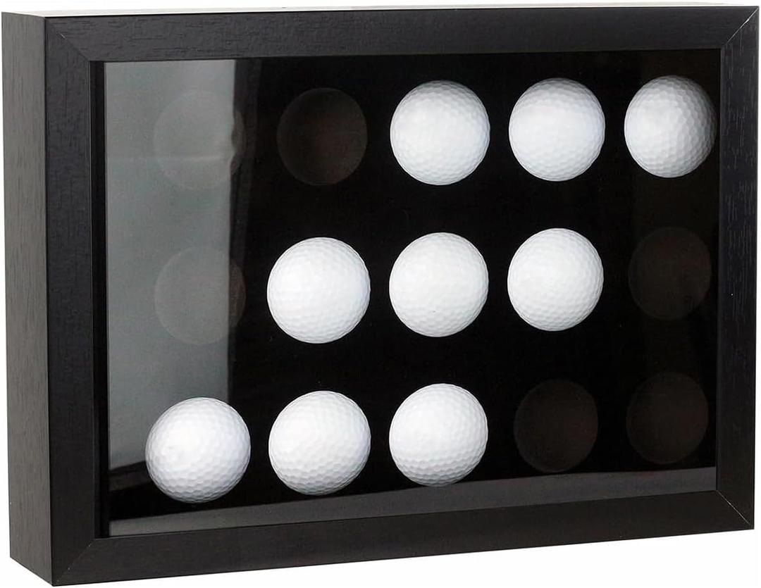 Golf Balls Display Case with EVA Foam Protection, Wall Mount & Desktop Golf Ball Holder Display Case Shadow Box Hold up 15 for Collector, 12.3 x 8.86 x 2.56 Inch