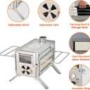 Portable Camping Wood Stove with View Glass and Cooking Function, 8 Stainless Steel Chimneys for Shelter, Hunting, Outdoor Cooking, and Heating (304 Stainless Steel)