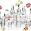 Clear Glass Bud Vase Set of 12 Pcs,Small Bud Vases in Bulk,Glass Crystal Flower Vases Table Centerpieces for Party Event Wedding Decor Baby Shower Decorations (Clear, 12 Pcs)