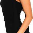 OZICERD Halter Mock Neck Bodycon Mini Dresses for Women Going Out Dress Summer Short Club Cocktail Party Dress with Scarf (Black, M)