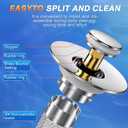 Bathroom Sink Stopper Hair Catcher, Pop-up Sink Drain Strainer with Removable Stainless Steel Strainer Basket Hair Catcher, Bathroom Sinks Strainer for Bathrooms Sink Stopper Replacement (2 PCS)