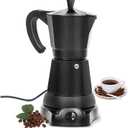 SHANGSKY Coffee Pot Electric Moka Pot 6 Cup, Espresso Coffee Maker Cafeteras Electricas Italian Coffee Maker Espresso Makers Portable Aluminum Electric Mocha Pot, Coffee Machine Moka Maker (Black)