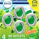 Febreze Bathroom Air Freshener, Odor-Fighting, Plug In Alternative, Air Fresheners for Home and Bathroom and Kitchen, Closet Air Fresheners, Pet & Litter Box Odor Fighter, Gain Original Scent, 4 Count