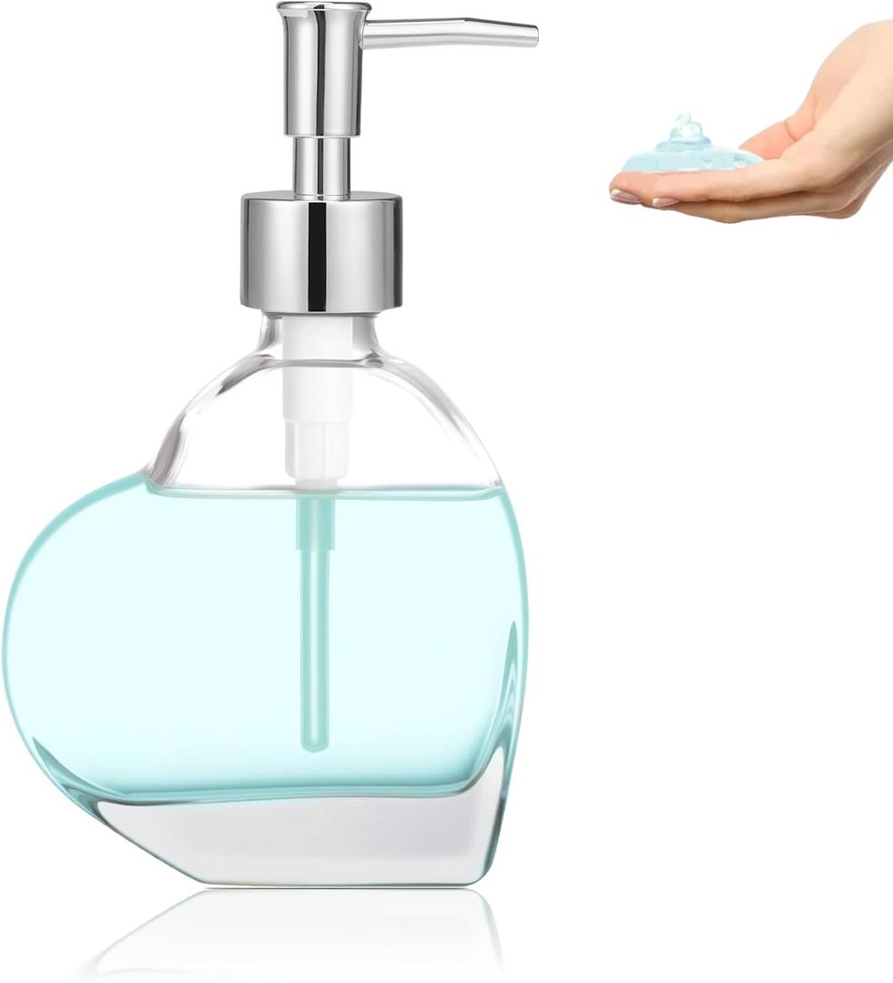 UHEY HOME Glass Soap Dispenser, 6.7oz Refillable Liquid Soap Dispenser with Rust-Proof Plastic Pump for Kitchen and Bathroom