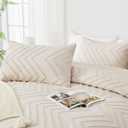 Andency King Size Comforter Set Beige, Boho Cream Soft Warm Tufted Neutral Bedding Comforter Sets for King Size Bed, 3 Pieces Aesthetic Chevron Farmhouse Cute Bohemian Textured Bedding Set