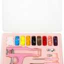 LBTEE Plastic Snap Fastener Kit with Plier Screwdriver Awl and Storage Case, 100 Sets Snaps, 9 Colors T5 Buttons, 12mm Cap. Snap Plier for T3(10mm), T5(12mm), T8(15mm) Buttons, Pink