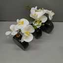 Oairse White Orchids Artificial Flowers Faux Orchids Arrangement in Black Glass Vases Set of 3 Real Touch Phalaenopsis Orchid Flowers Small Fake Orchid Centerpiece for Dining Room Table