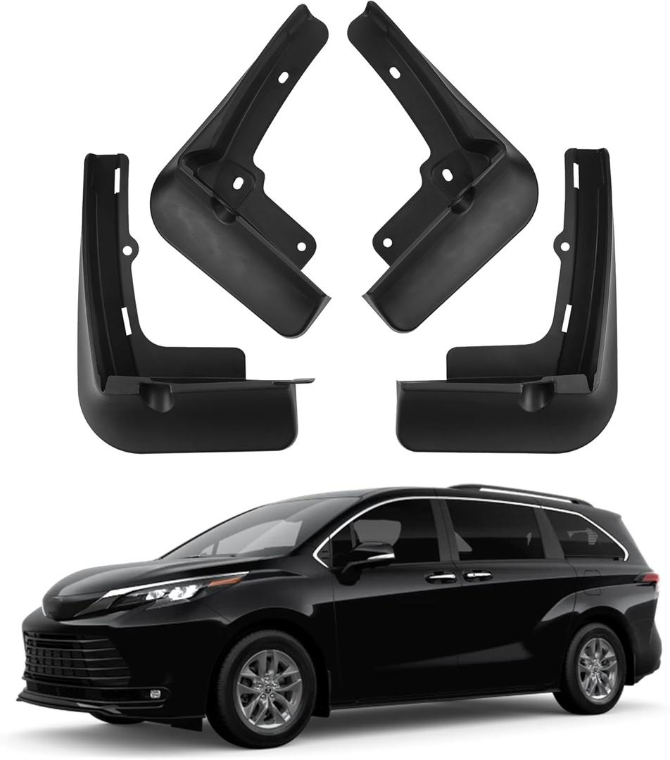 Mud Flaps Compatible with 2021 2022 2023 2024 2025 Toyota Sienna/Granvia Accessories All Weather Fender Guard Mudguards Sediment Protection No Need to Drill Holes