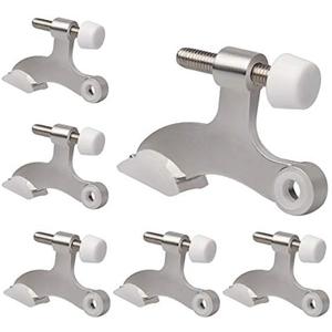 KOVOSCH 6 Pack Hinge Pin Door Stopper Brushed Satin Nickel - Adjustable Heavy Duty Hinge Pin Door Stops with White Rubber Bumper Tips