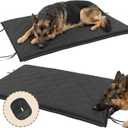 47"x28" Indestructible Dog Bed, Orthopedic High-Density Foam, Chew Resistant Waterproof Crate Mat, Corner Straps for Aggressive Chewers, Machine Washable with De-Shedding Glove, XL