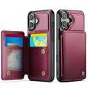 Vinich for iPhone 17 Wallet Case with Card Holder, RFID Blocking Credit Slots Kickstand Shockproof Phone Cover Fit for iPhone 17 6.3" Wine Red