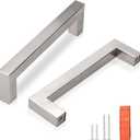 KNOBWELL 10 Pack 4 Inch Cabinet Pulls Kitchen Cabinet Handle, Stainless Steel Brushed Nickel Cupboard Handles for Wardrobe Dresser Drawer Hole Distance 4", Overall Length 4-1/2"